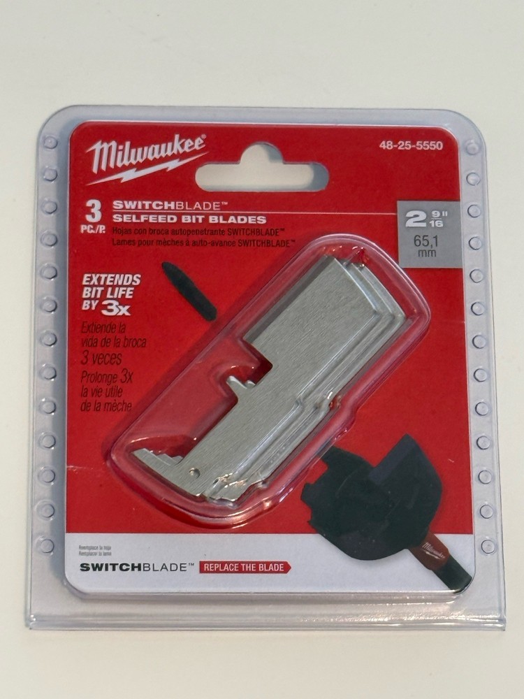 Milwaukee 48-25-5550 2-9/16" Switchblade Selfeed Bit Replacement Blades - 3 Pack
