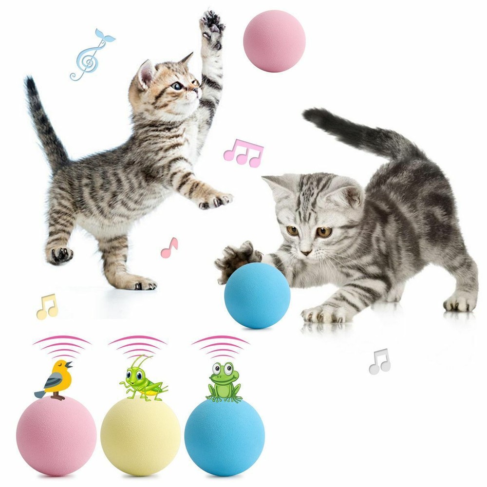 3PCS Cat Gravity Ball Smart Touch Sounding Interactive Pet Squeak Balls Toy