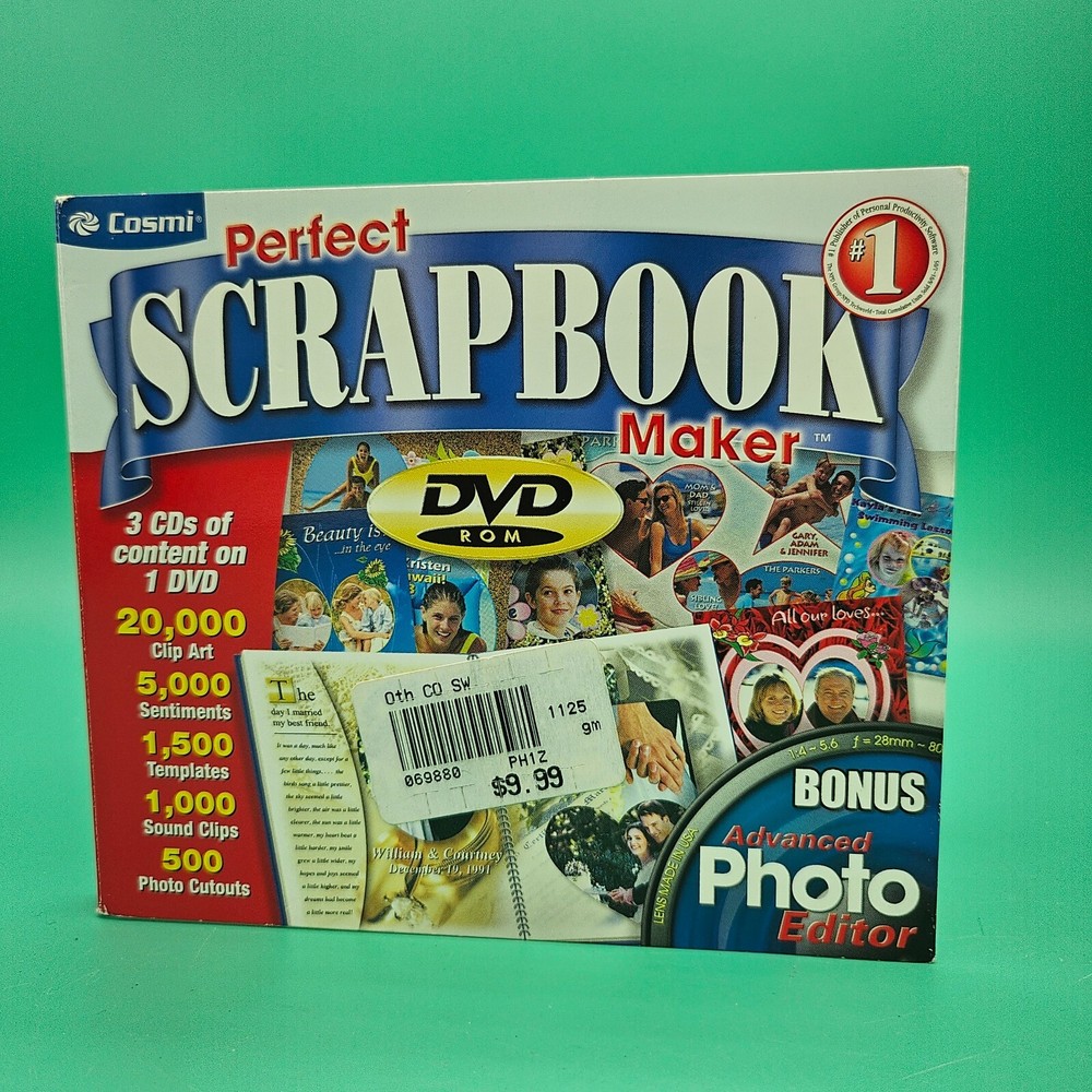 Cosmi Perfect Scrapbook Maker 2009 PC CD-ROM Advanced Photo Editor Software VG+