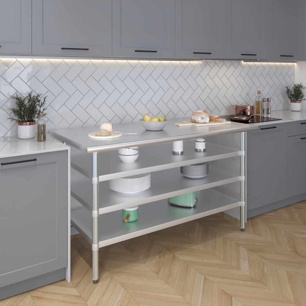 30 in. x 60 in. Stainless Steel Table With Three Undershelves