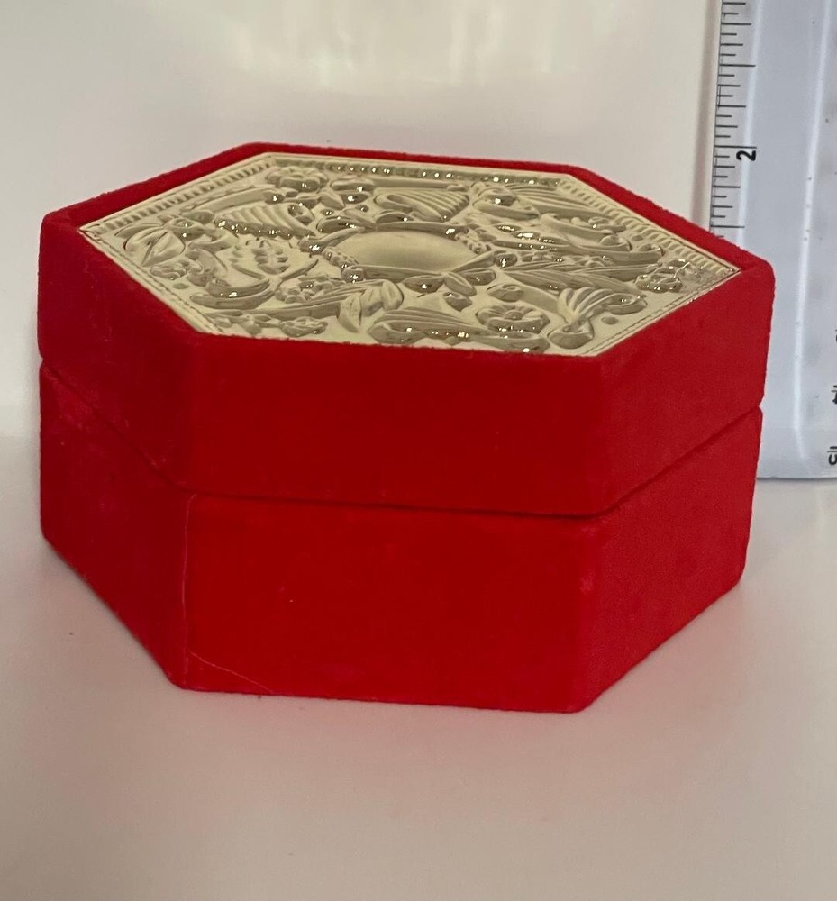 Red Velvet Hexagon shaped Trinket Box