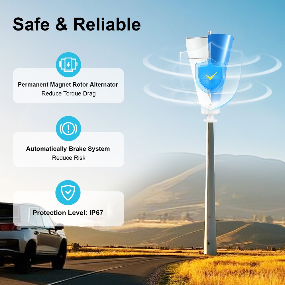 100W Wind Turbine Generator Kit DC 12V Charger Controller Wind Energy System