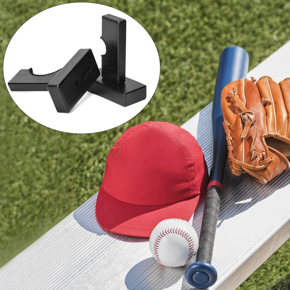Baseball Bat Display Case Holder Horizontal Wall Mount Solid Wood Rack Brackets