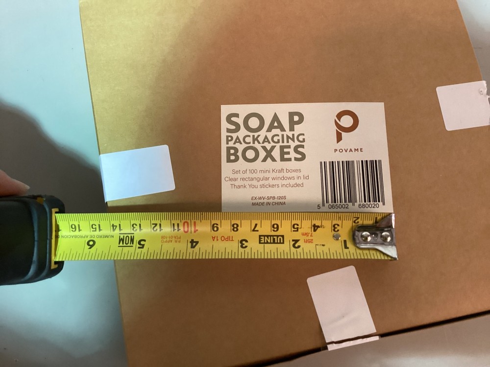 100 Pack Soap Packaging Boxes Mini Kraft Boxes w/ Clear Window & Stickers