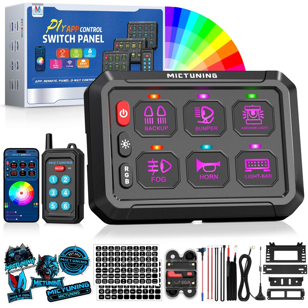 MICTUNING 6/8/12 Gang Switch Panel - Wireless APP Remote Switch Control Circuit