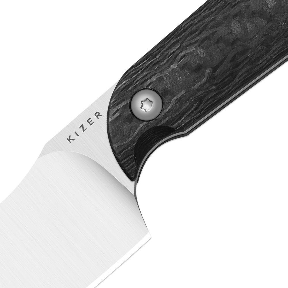 Kizer Mini Harpoon Drop Point Fixed Knife M390 Blade Carbon Fiber Handle+ Sheath