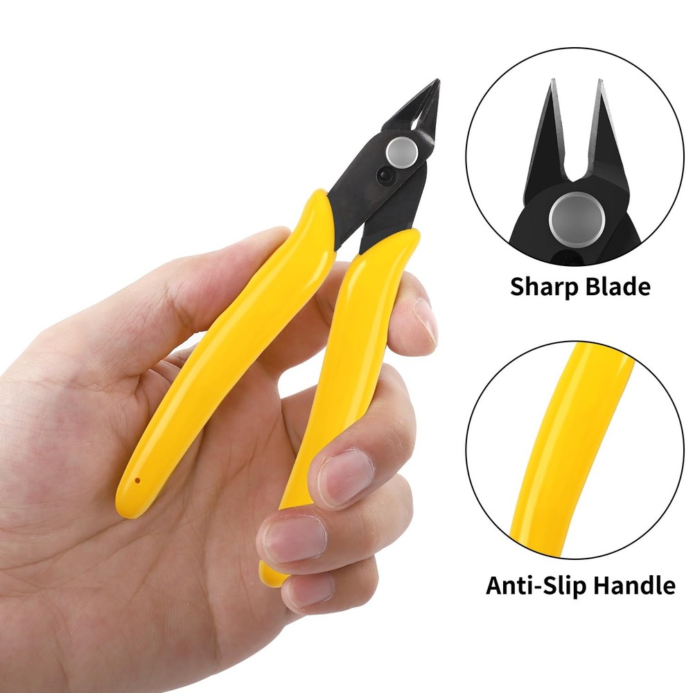 5pcs Micro Flush Cutters, Wire Cutter with 5"- 5 Pack, Yellow