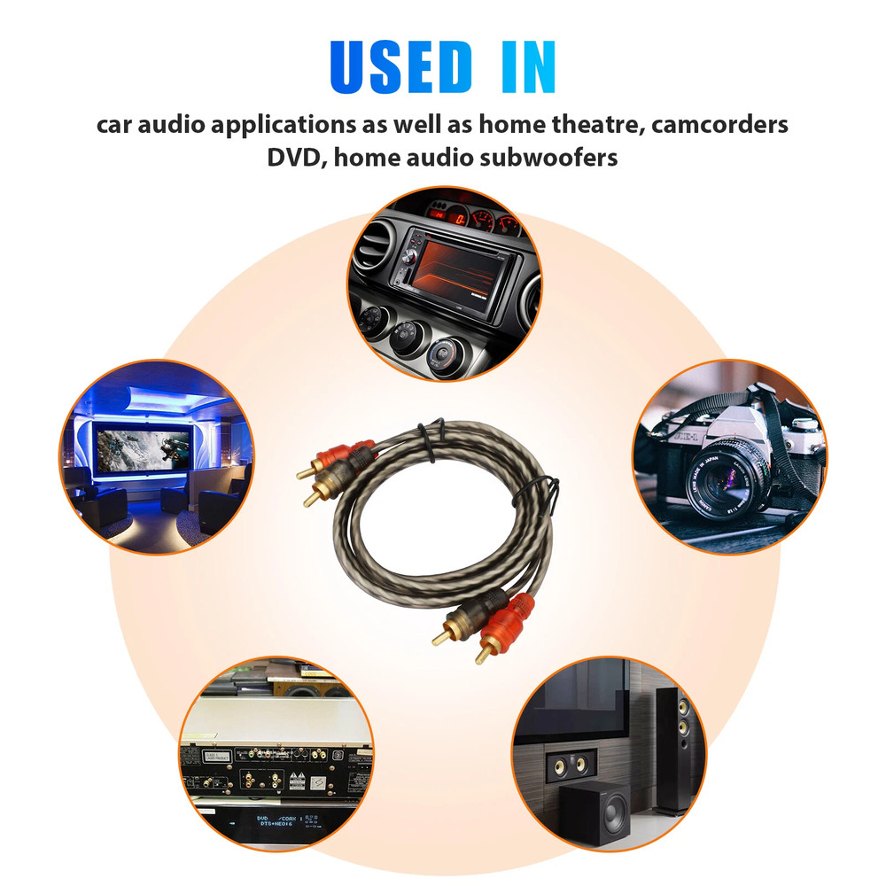 1/4x RCA Audio Cable Twisted-pair with Noise Reduction Interconnection Amplifier