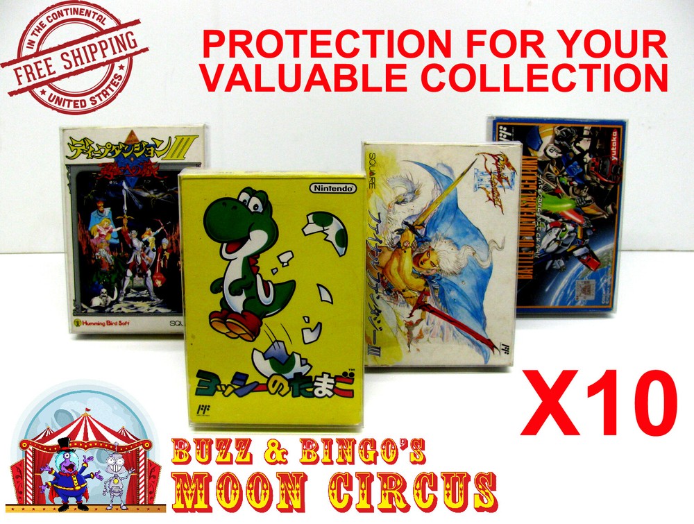 10X NINTENDO FAMICOM LARGE CIB GAME - CLEAR PLASTIC PROTECTIVE BOX - READ!
