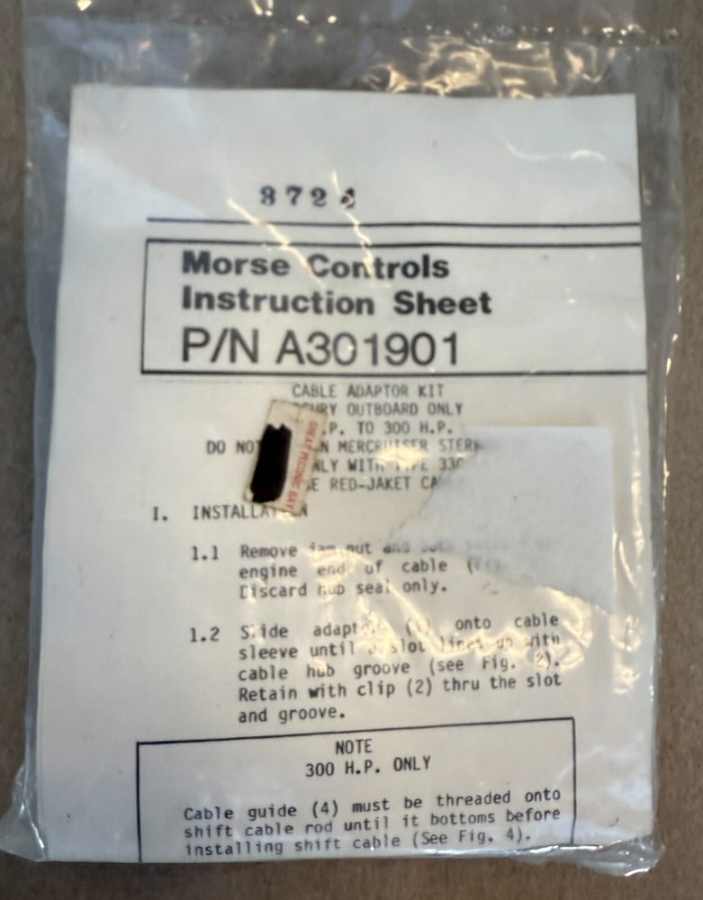MORSE CONTROLS CABLE ADAPTOR KIT PART#A301901