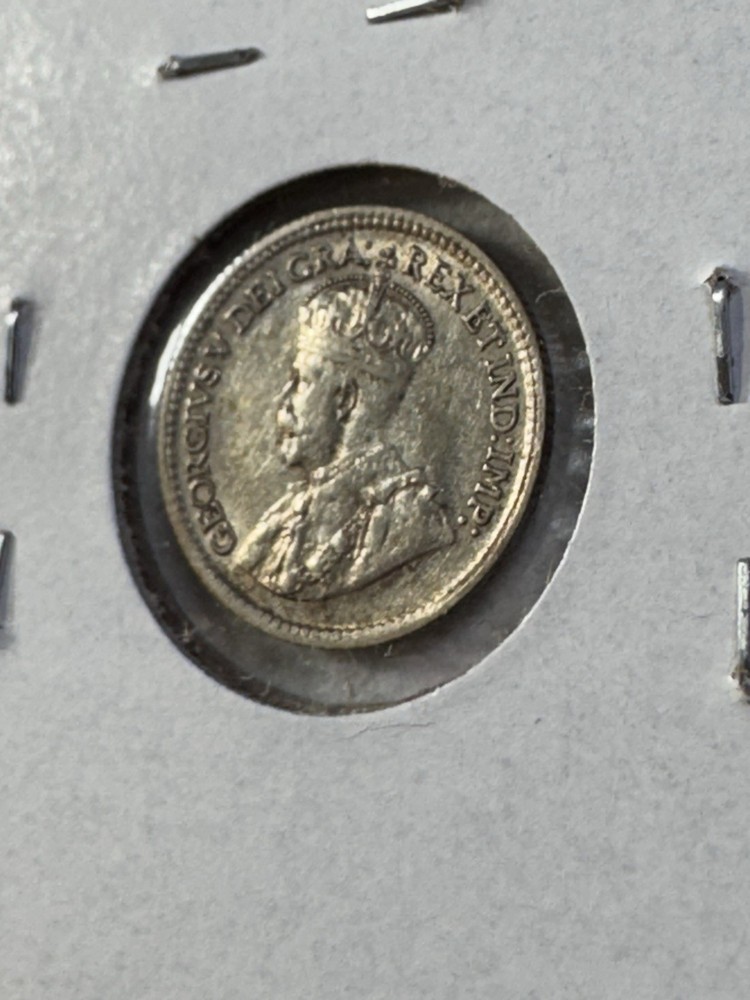 1917 Canada 5 Cents Small Silver Coin Cleaned