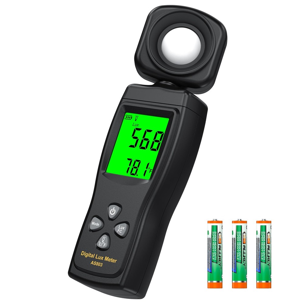 Digital Illuminance Light Meter, 0~200,000 Lux Range with 180º Rotating Senso...