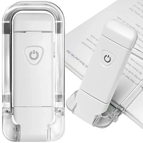 USB Rechargeable Clip On Book LED Light Dimmable Lamp for Reading in Bed