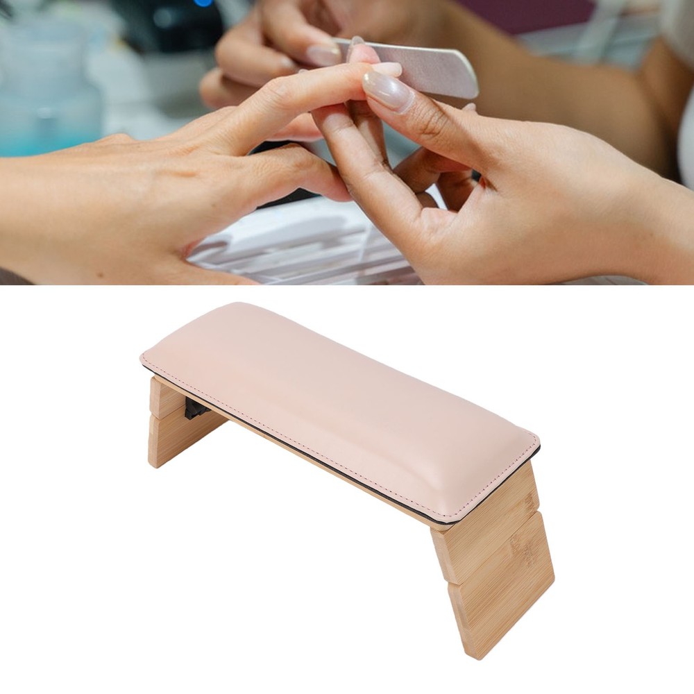 2-Foldable PU Leather Nail Hand Rest 3 Adjustable Heights For Nail Tech Salon