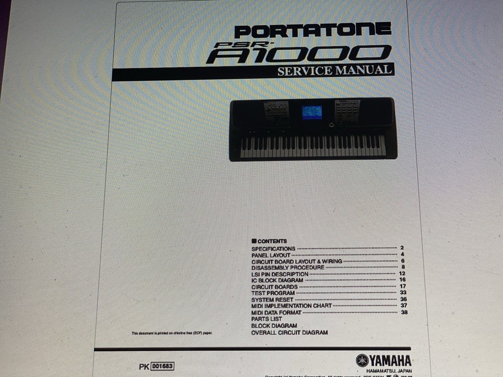 Yamaha Psr-a1000  Service Manual Digital