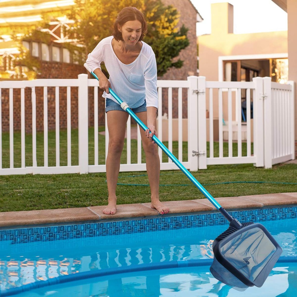 Skimmer Net Heavy Duty Leaf Rake Fine Mesh Net Bag Catcher Blue