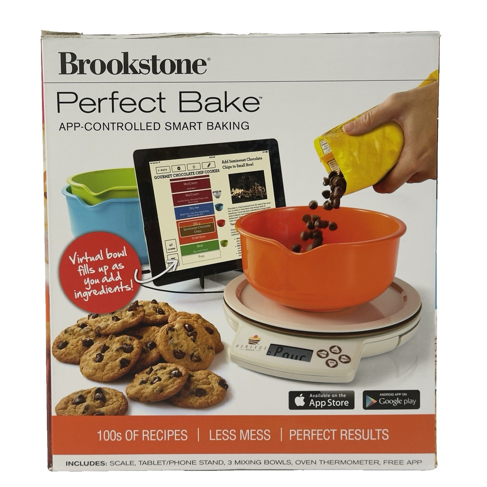 Brookstone Perfect Bake App Controlled Baking System Smart Scale Cooking Set NOB
