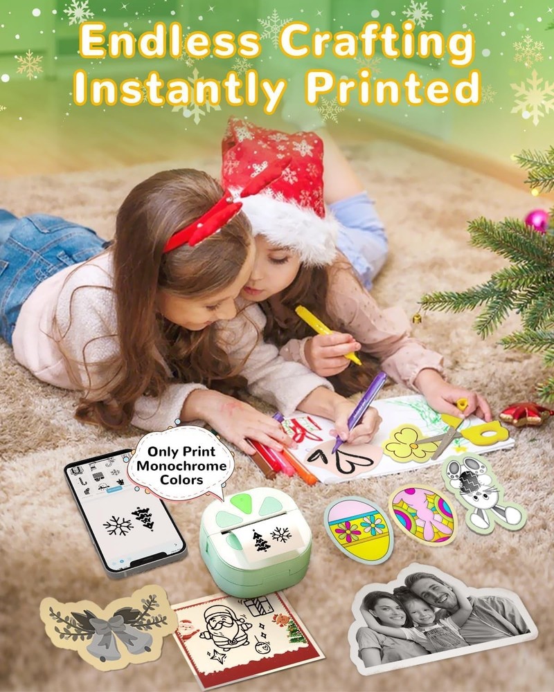 Sticker Printer, Print Pods Mini Bluetooth mini printer, Green