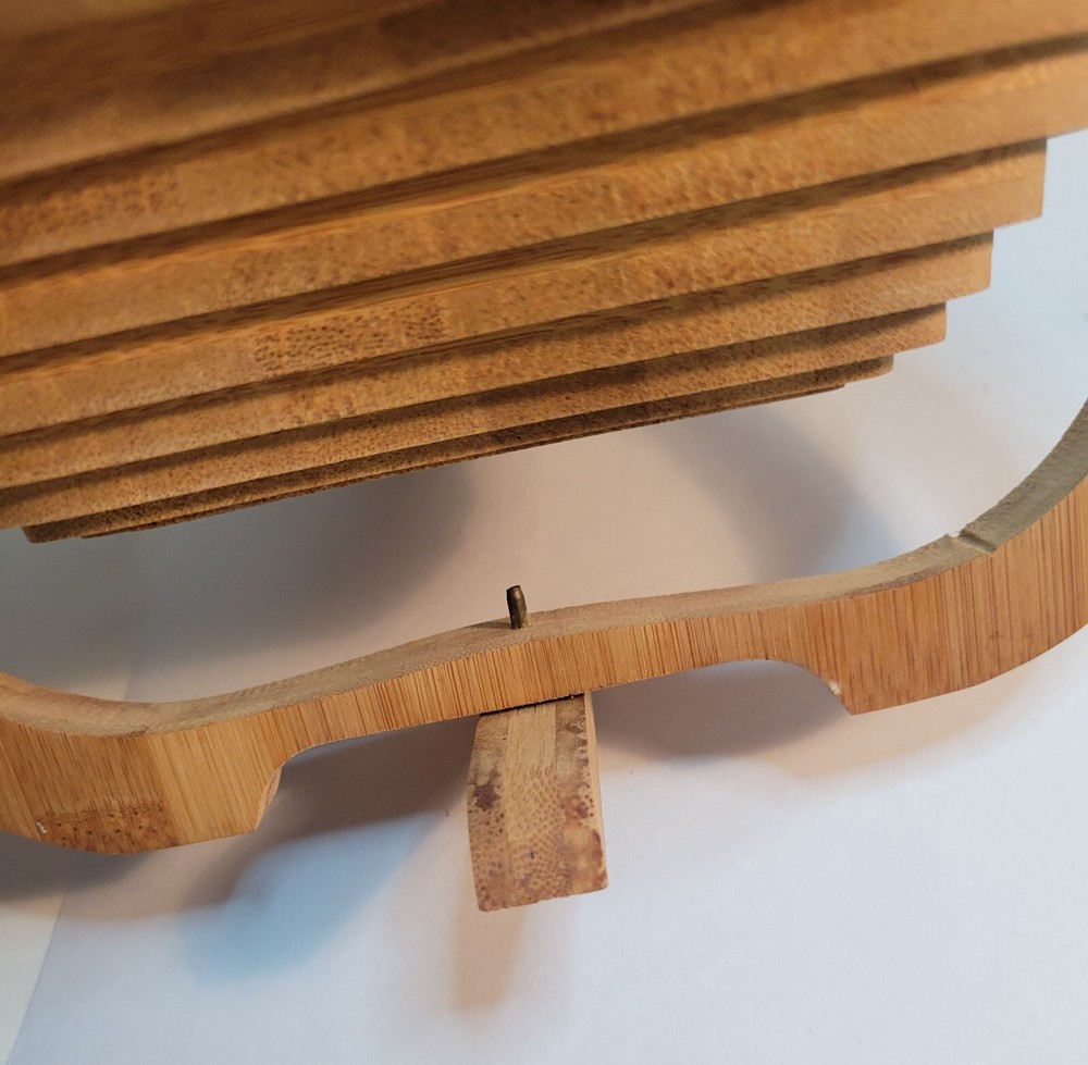 Wood Fruit Basket & Folding Collapsible Trivet Pear Shaped