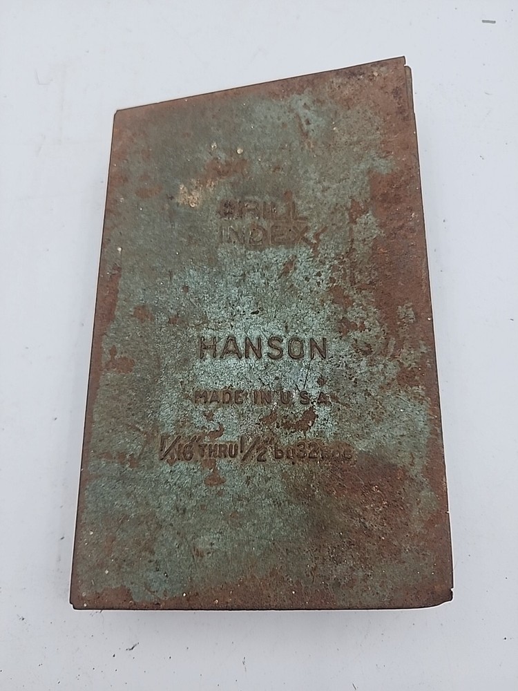 Vtg Drill Bits & Gauge Index HANSON USA 1/16 to 1/2 Missing Some Bits