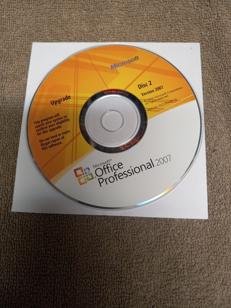 Microsoft Office Professional 2007 - Upgrade - Disk 2 Only - No Key