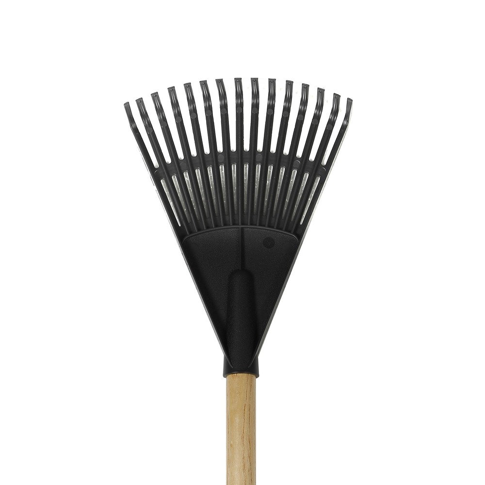 8-inch Wood & Poly Shrub Leaf Rake Ergonomic Handle Versatile Yard Tool