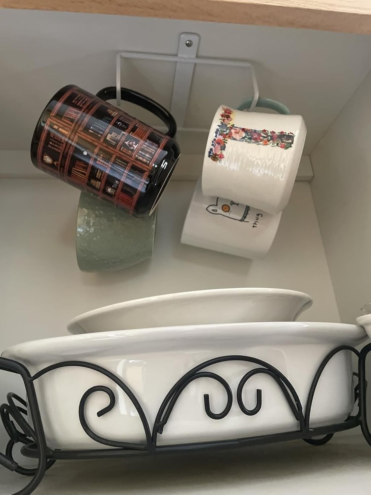 Mug Hooks Under Cabinet Space-Saving, Metal Coffee Cup Hooks 3 Pack, Sturdy M...