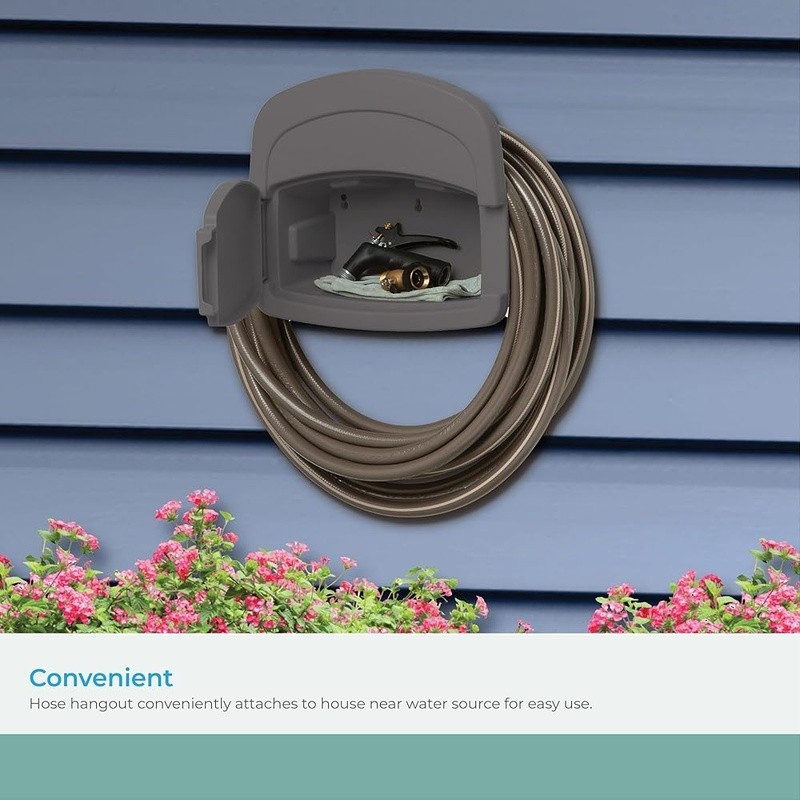 Hose Storage Solution Wall Mount Garden Hose Holder W/ Compartment Accessories