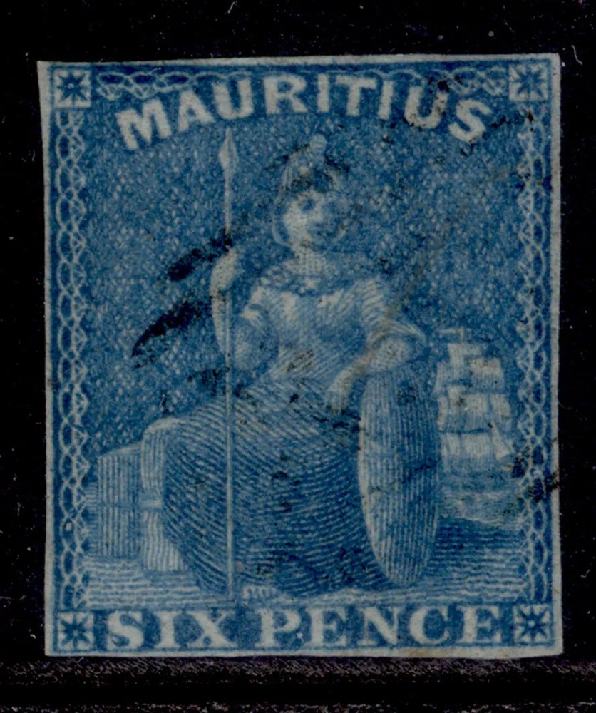 MAURITIUS QV SG32, 6d blue, USED. Cat £60.