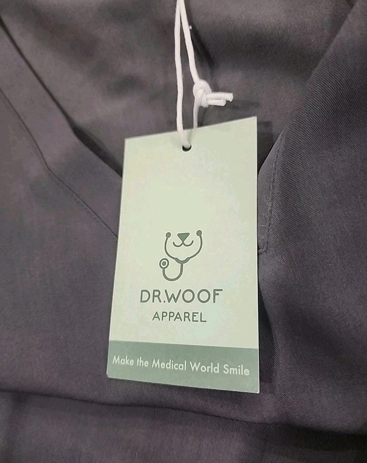 NWT! DR.WOOF SCRUB TOP SOLID GRAY SIZE SMALL STRETCH RAYON
