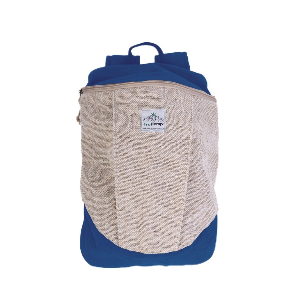 Handcrafted Hemp Backpack, Blue – Spacious & Durable Backpack with Cotton