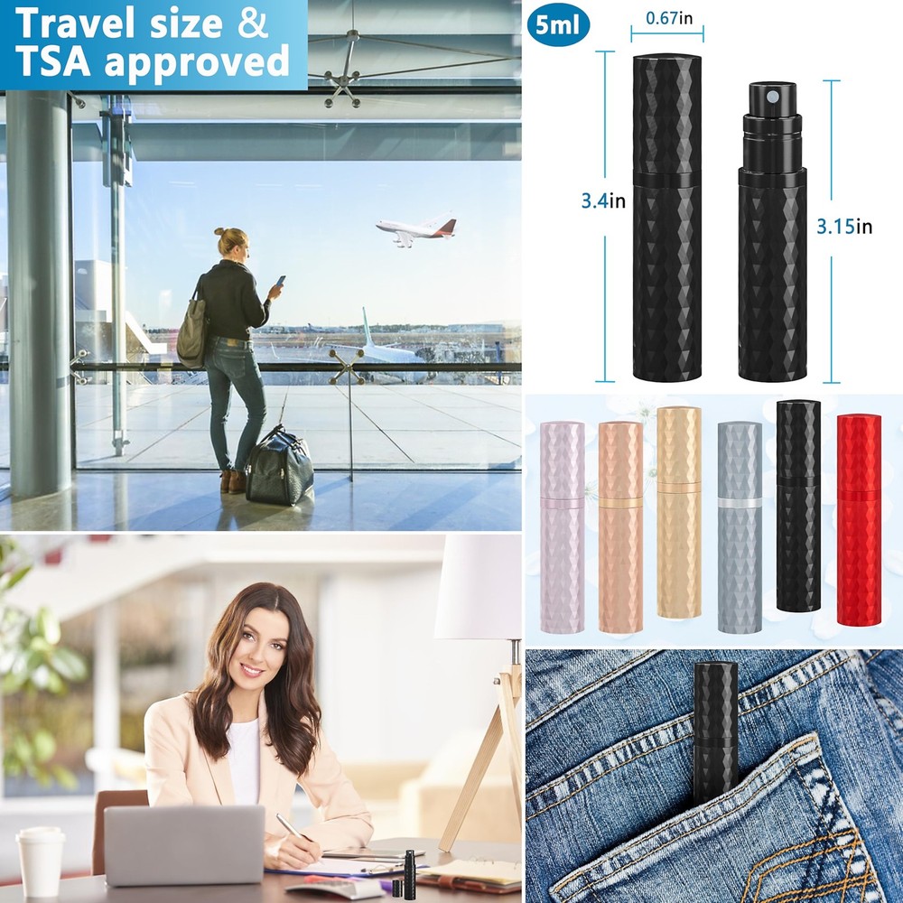 5ml Travel Perfume Atomizer Refillable Leakproof Portable Spray Bottle Black