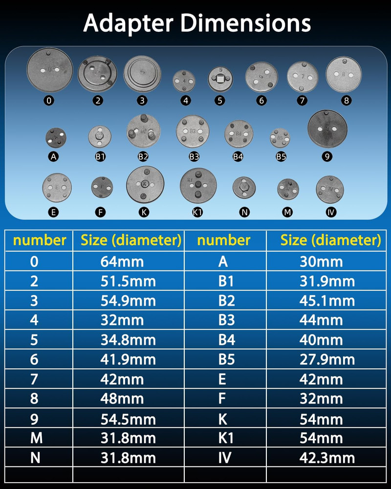 23Pc Pneumatic Brake Caliper Compression Tool Kit with 22 Adapters
