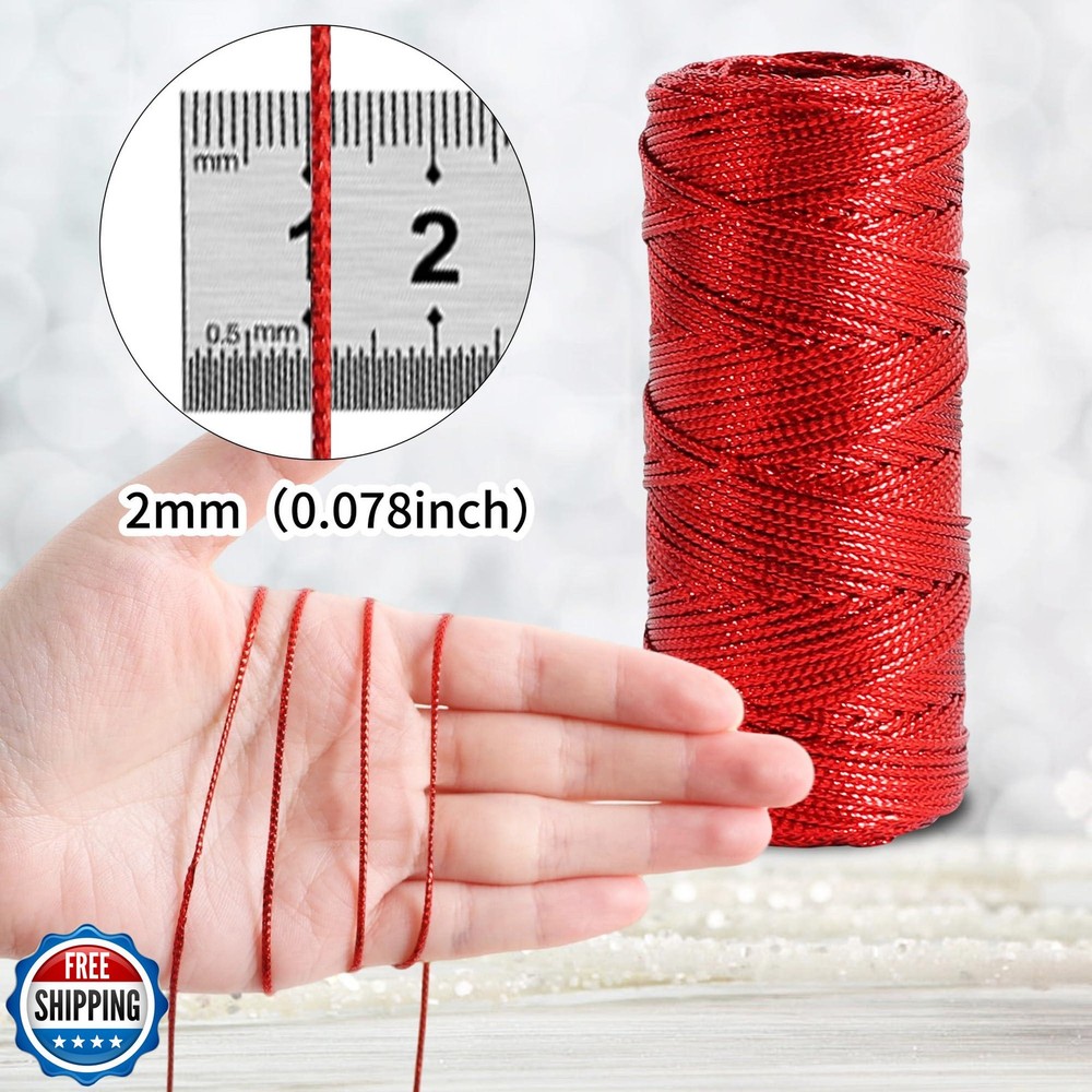 TONIFUL 110 Yards Red Decorative String - Red Twine Cord for Bake