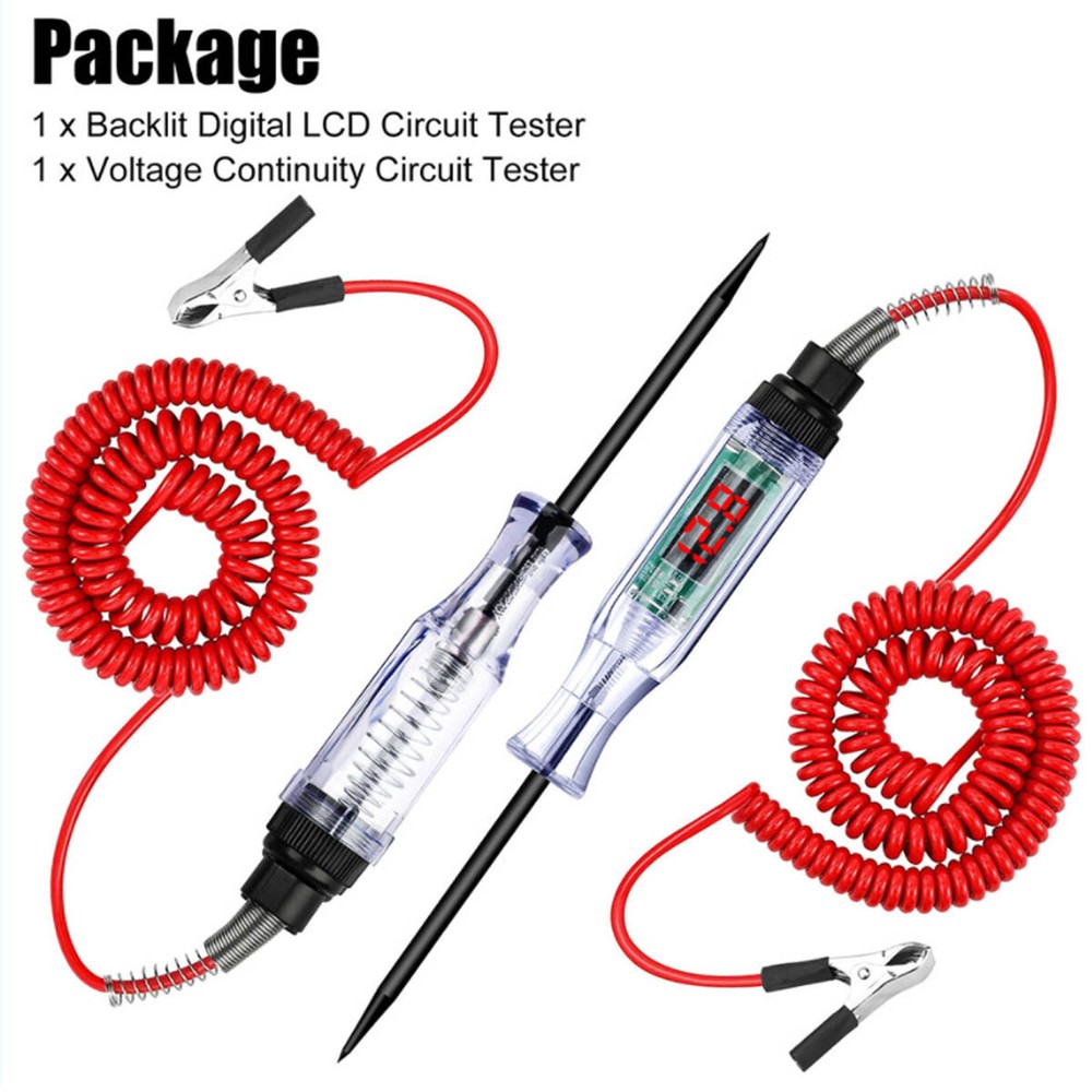 Electrical Voltage Tester with Extended Spring Wire & Probe for Car/RV/Vehicles