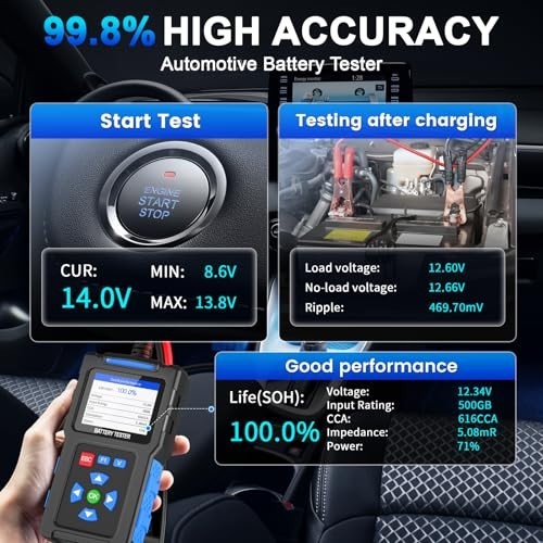 12V/24V Battery Load Tester, 20-2000 CCA Car & Alternator Diagnostic Tool