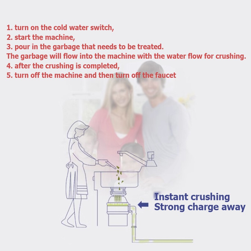 220V 370W Kitchen Food Waste Processor 900ML Disposer Disposal Garbage Crusher