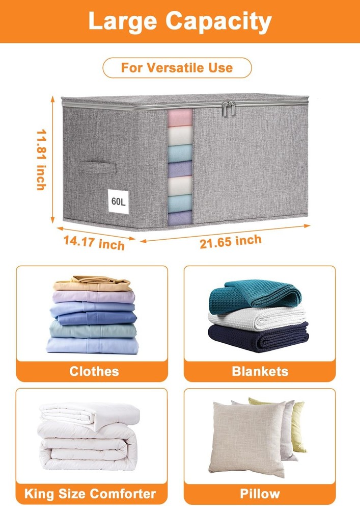 Punemi Comforter Storage Bag, 2 Pack Large Blanket Bags with Sturdy Structure