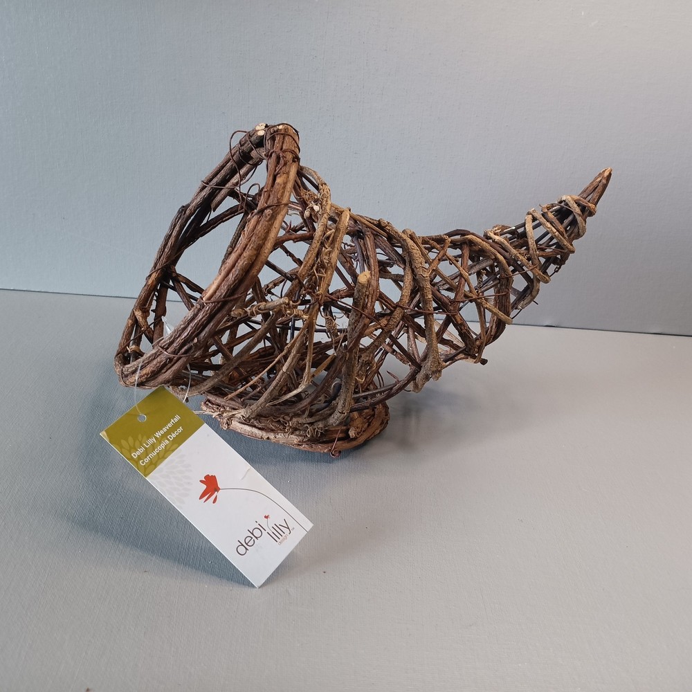 Debi Lilly Weaverfall Cornucopia Decor Grapevine Basket RemoveablePlastic Lining