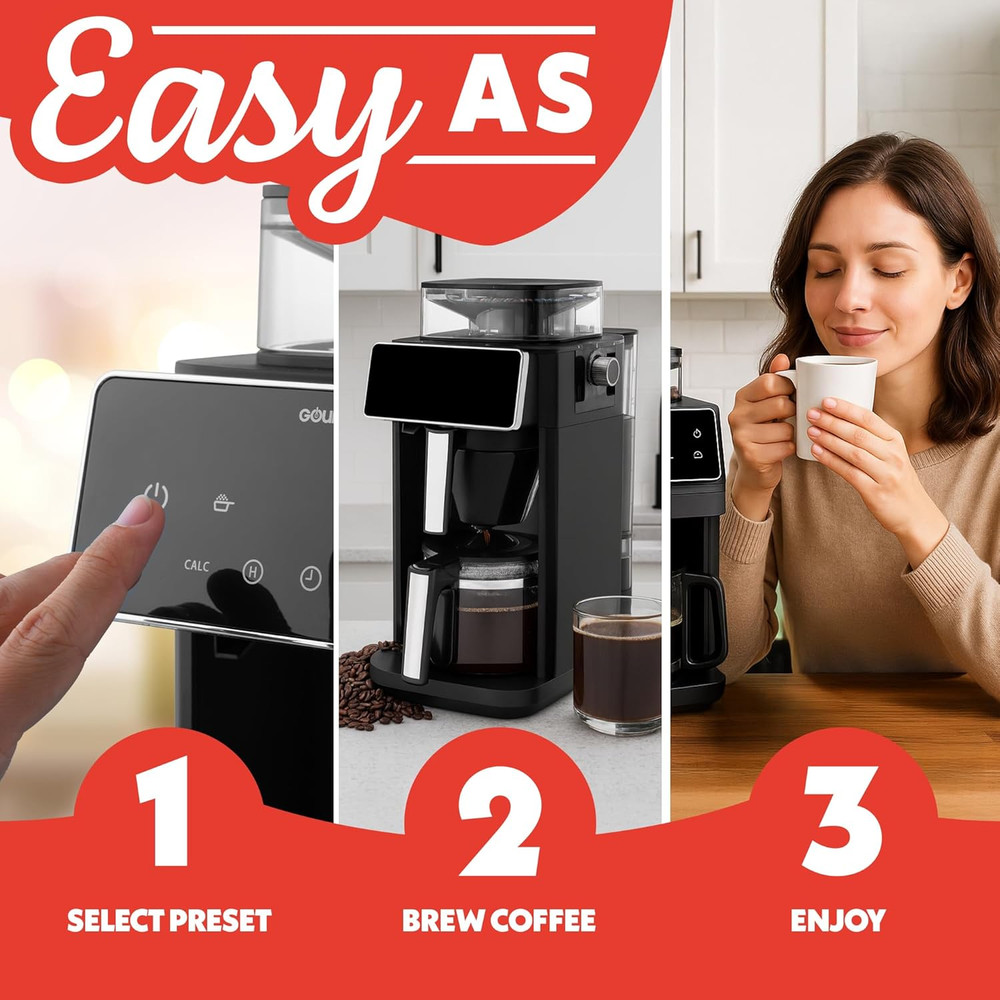 10-Cup Grind & Brew Coffee Maker with Built-In Grinder & Programmable Features