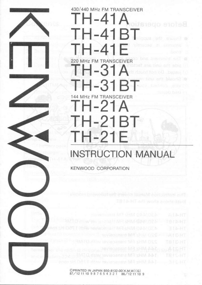 Kenwood TH-21 Transceiver Owners Instruction Manual