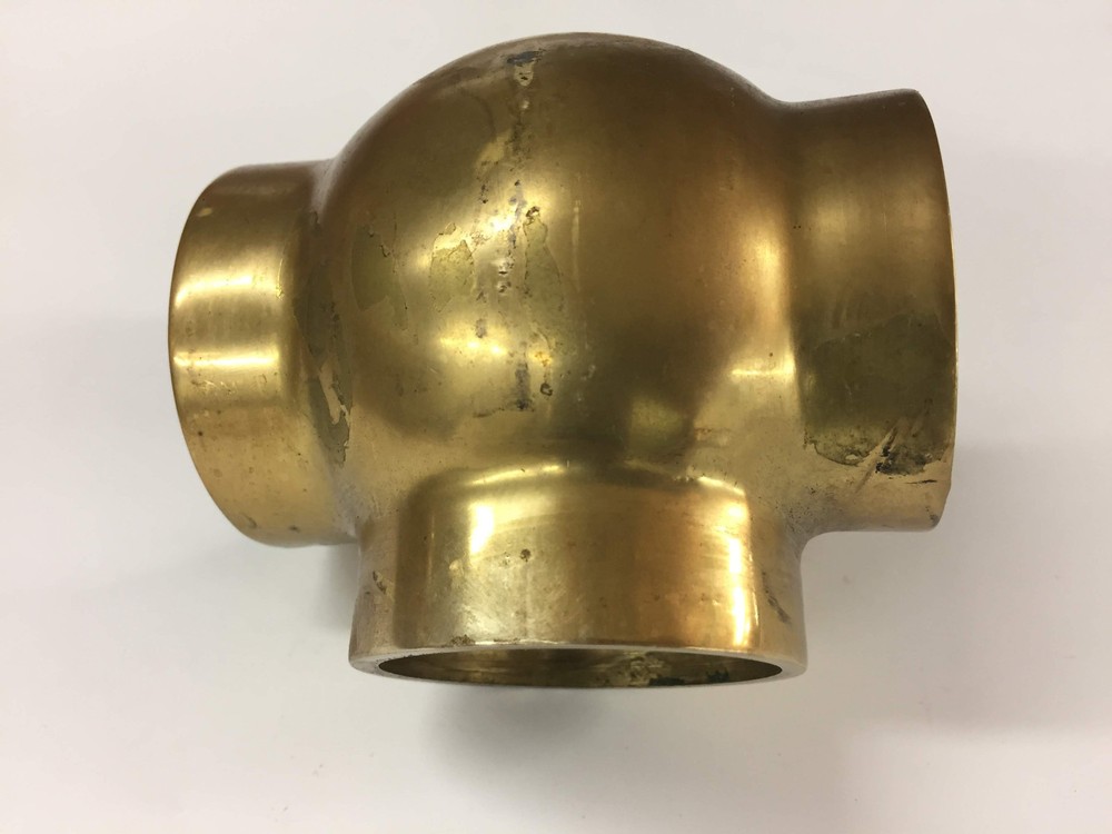 2" Brass Bar Railing 45° (4 way) connector Fitting