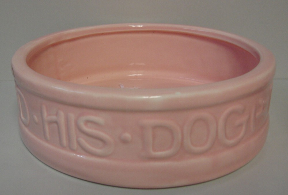 McCoy Pottery MAN'S BEST FRIEND Dog Feeding Dish PINK