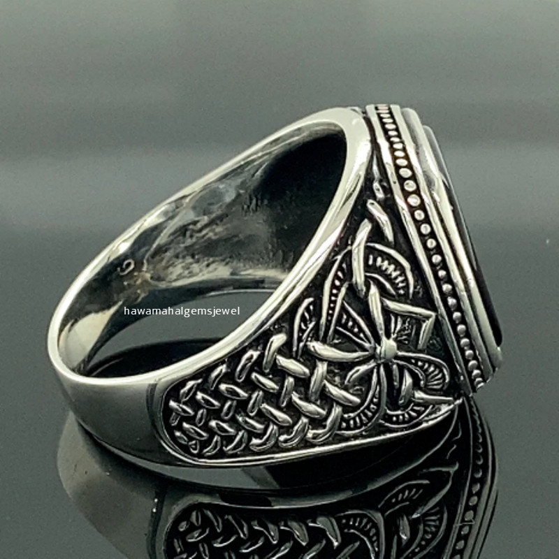 Solid 925 Sterling Silver Handmade Black Onyx Men's Ring Gift For Him