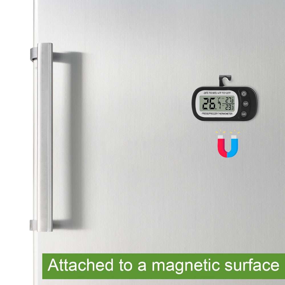2pc Refrigerator Thermometer Digital Fridge Freezer Waterproof Large LCD Display