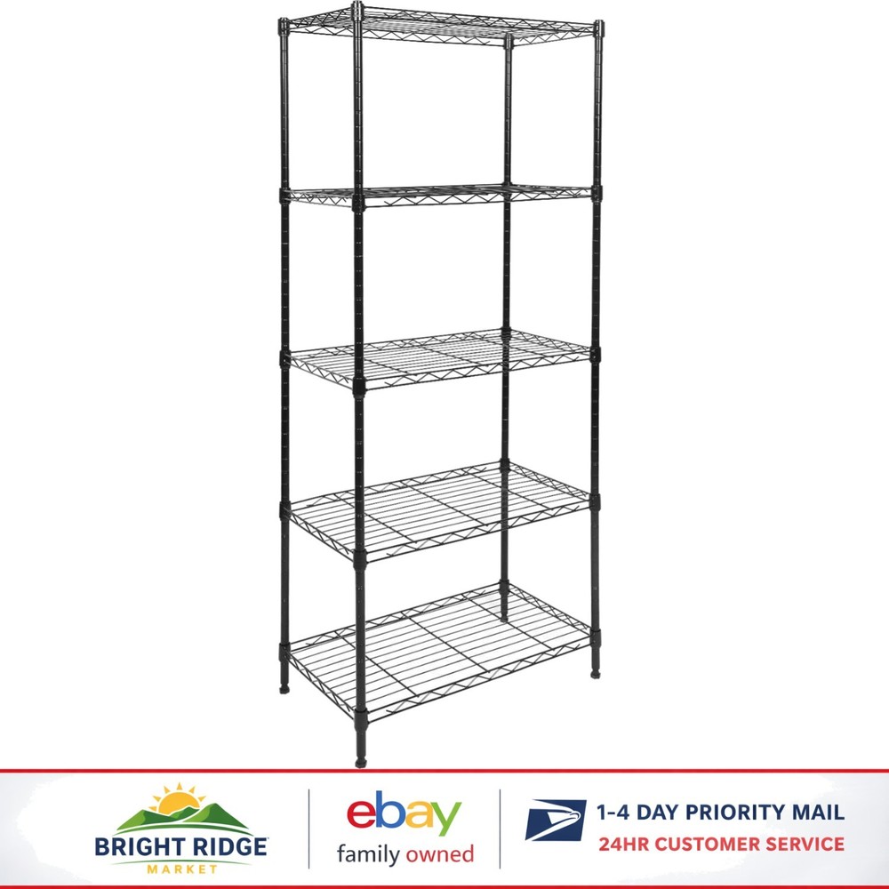 Rust Proof Wire Shelving Unit with Wheels, 5-Tier Adjustable Storage Solution