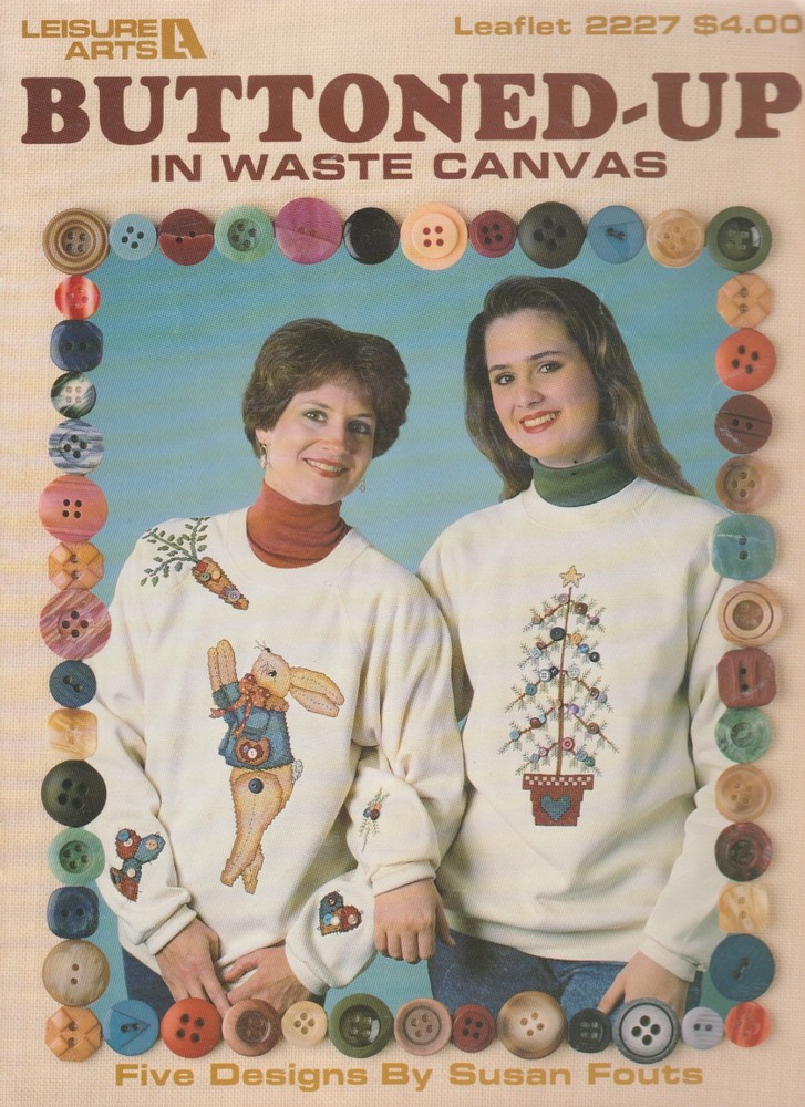 Buttoned-Up in Wasted Canvas - CROSS STITCH PATTERN - Leisure Arts #2227