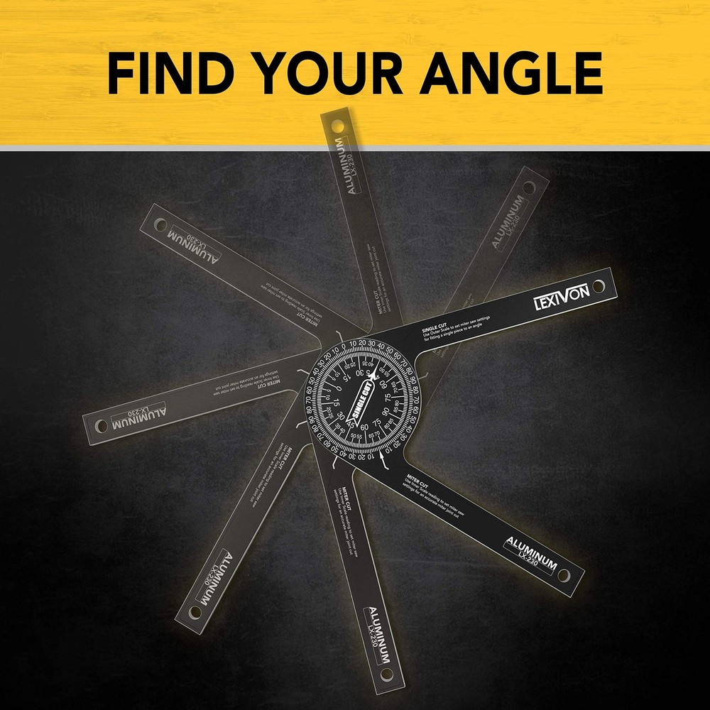 Aluminum Miter Saw Protractor | 7-Inch Rust Proof Angle Finder Featuring Prec...