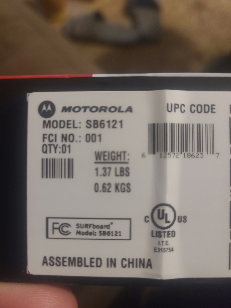 motorola Surfboard SB6121 Cable Modem RB