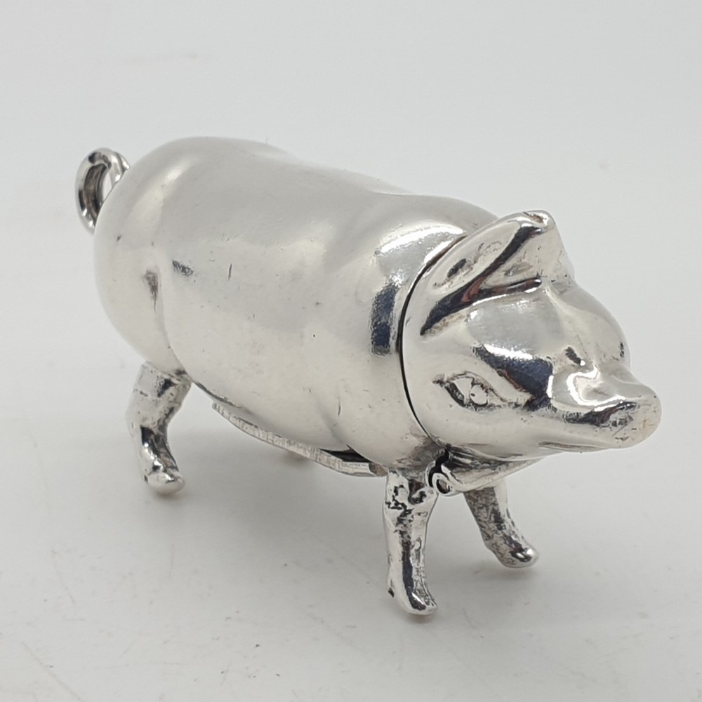 Sterling Silver Pig Vesta Case Match Holder